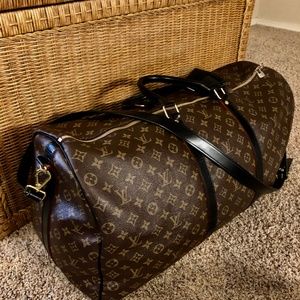 LV Bandouliere Keepall 55 Black Leather